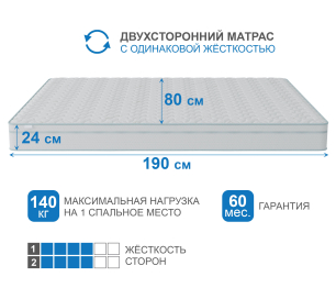 Столлайн / Матрас Премиум-Ориент в чехле Cooler в скрутке 800х1900