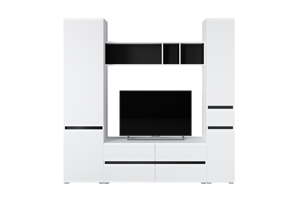 ТВ-тумбы, Тумба под ТВ Сидней 13.63, белый премиум, черный, белый глянец