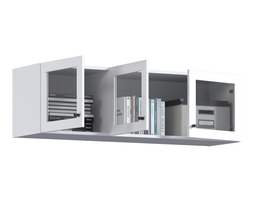 Настенные полки, Твин СБ-3385 Полка Белая с фасадами со стеклом