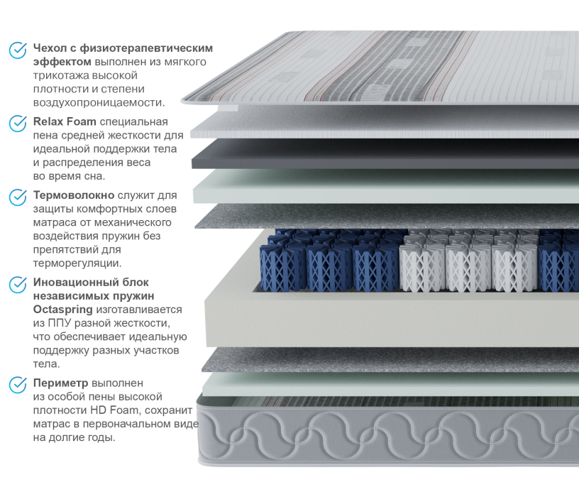 800 x 2000, Матрас Корсика-Зодиак в чехле Magnetic в скрутке 800х2000
