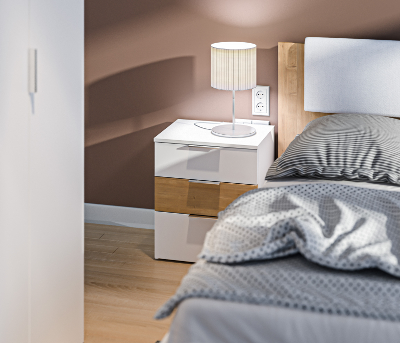 Кровати 160 см, Кровать (1600) Мальта СБ-3270 Белый,Дуб Гамильтон