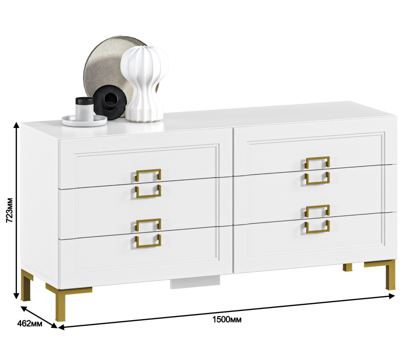 Комоды, Комод Ассоль СБ-3435 Белый/МДФ Белый