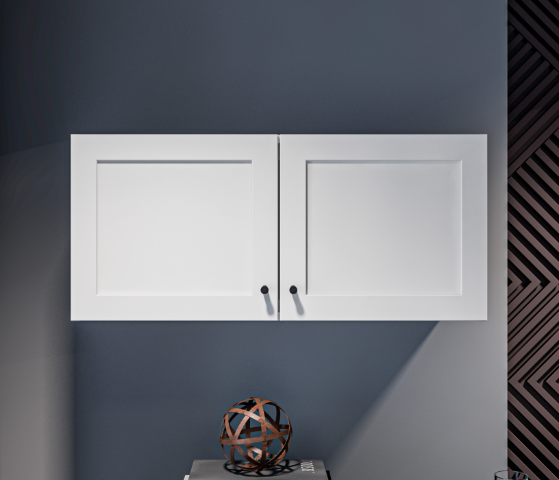 Настенные полки, Твин СБ-3384 Полка Белая с глухими фасадами