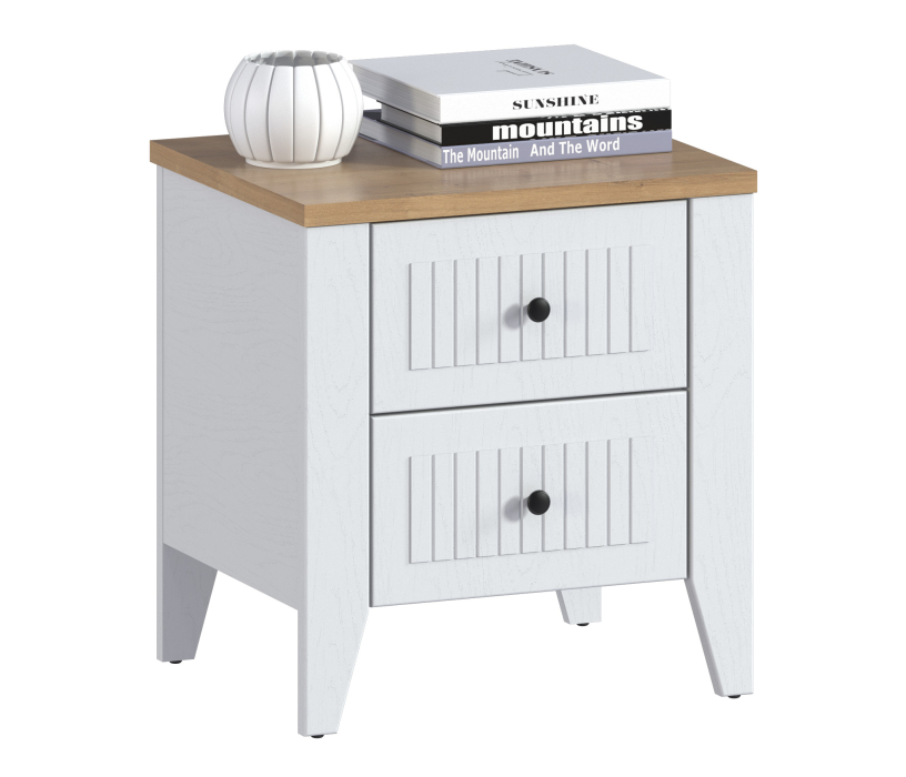 Прикроватные тумбы, Тумба Монтана СБ-3548 Белый Альпийский,Дуб Гамильтон/МДФ Дуб Белый