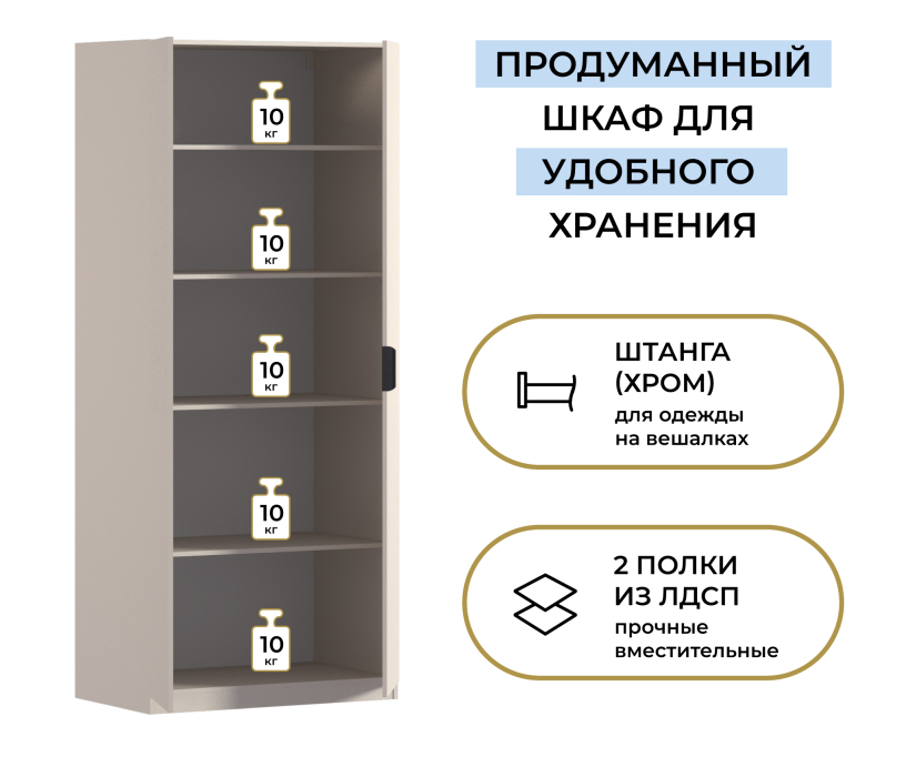 В спальню, Шкаф двухдверный Макс 1000 мм, вариант №2 (ЛДСП/МДФ)