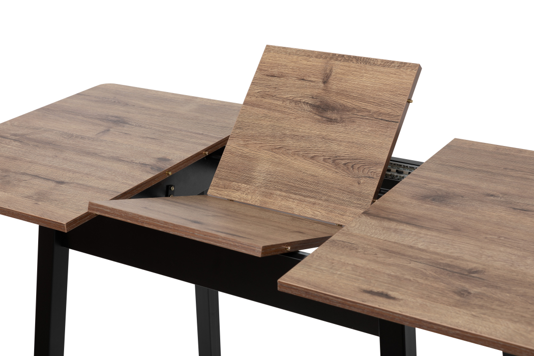 Обеденные столы, Стол раздвижной DAIKO 1Р, металл Черный, Дуб велингтон