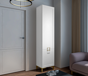 Шкаф-пенал Ассоль СБ-3430 Белый/МДФ Белый