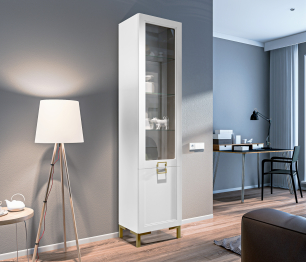 Шкаф-витрина Ассоль СБ-3429 Белый/МДФ Белый