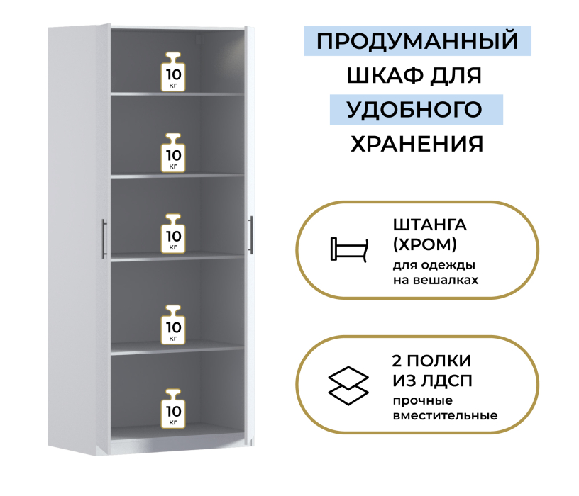 В спальню, Шкаф двухдверный Макс 1000 мм, вариант №2 (ЛДСП)