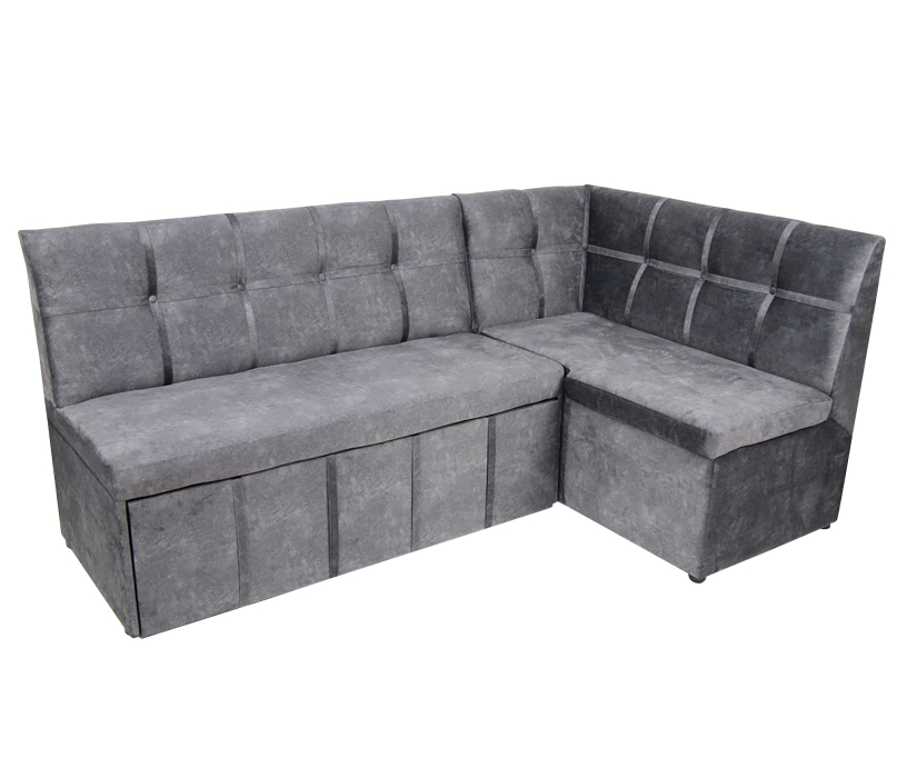 Кухонные уголки, Кухонный уголок со спальным местом Комфорт(правый) серый велюр ,1 категория