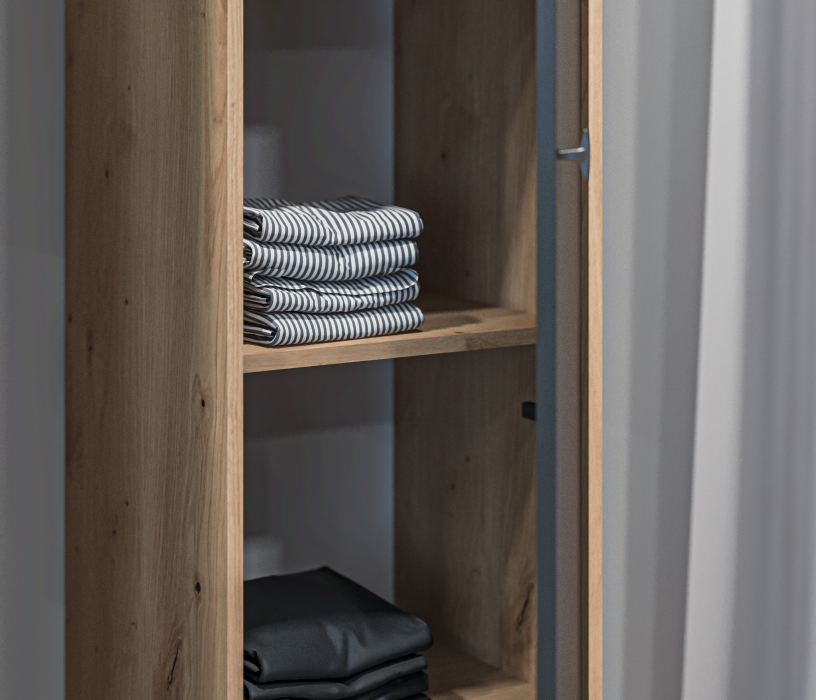 Шкафы в прихожую, Шкаф-пенал Сидней СБ-2684 Дуб дикий/Диамант серый