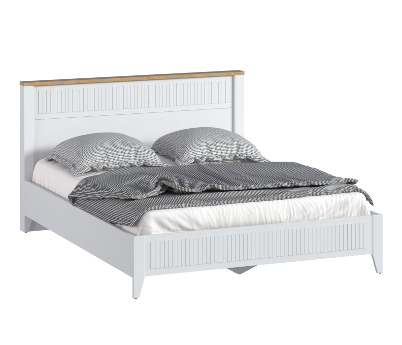 Кровати 160 см, Кровать Монтана СБ-3550 Белый Альпийский,Дуб Гамильтон,МДФ Дуб Белый