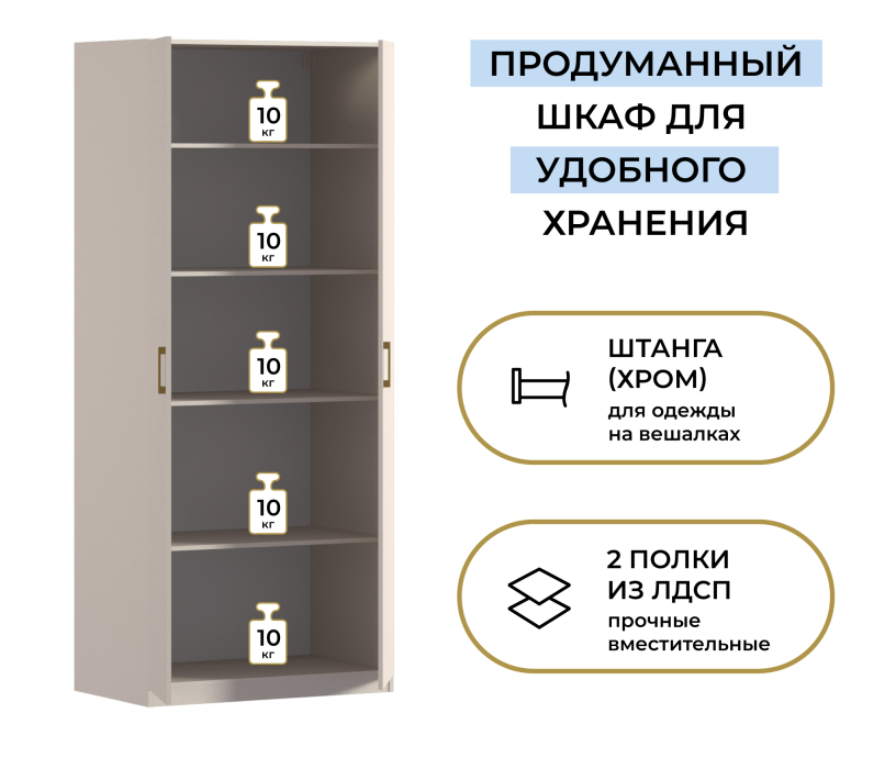 В спальню, Шкаф двухдверный Макс 1000 мм, вариант №2 (ЛДСП)